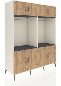 Resim Kronos Gardrop 10 Raflı 8 Kapaklı 2 Askılı 176x59x221 Aytaşı-çam/antrasit Çam/antrasit 