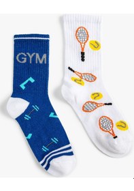 Resim Koton 2'li Çorap Seti Spor Temalı Multıcolor 4wkb80028aa 4WKB80028AAMIX Mavi 
