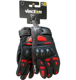 Resim Tech90 Kırmızı Siyah Deri Motosiklet Eldiveni 