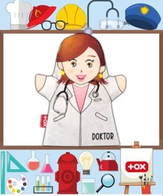 Resim Tox Doktor Meslekler Keçe El Kukla T327 . Eğitici Oyuncak 