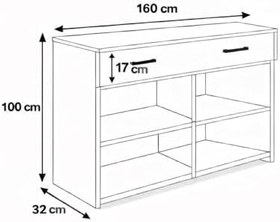 Resim bangu Petek Üstü Minimal Kahve Köşesi Dolabı (Derinlik 32 cm) Bohem Kahve Standı BPKM008 (BEYAZ, 160 CM) 