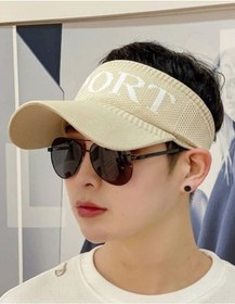 Resim Vizör Şapka Bej Unisex Yazlık Sport Baskılı Güneş Koruyucu Bej 