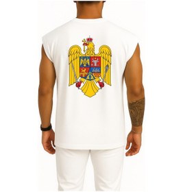 Resim Bahriyeli Collection Oversize Romania Wallachia Socialist Cep Ve Sırt Tasarımlı Atlet Beyaz 