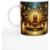 Resim Aslan Burcu Baskılı Kahve Kupası - Galaktik Taht Odası Temalı Vs2 