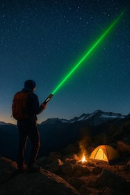 Resim ATLT ATLANTİS PROFESYONEL YEŞİL LAZER POINTER 2 BAŞLIKLI ŞAJLI PİLLİ ANAHTARLI WS-503 PASLANMAZ ÇELİK 