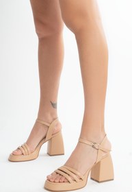 Resim PASSAGE SHOES Kadın Cilt Üç Bantlı Platform Topuklu Sandalet6199 