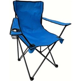 Resim Gateesat Mavi Katlanır Kamp Sandalyesi Yan Cep Demir Alaşım Çerçeve Outdoor Mavi 