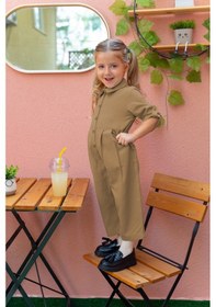 Resim Oliven The Kid Oliventhekid Yakalı Pileli Kız Çocuk Tulum Kahverengi Kahverengi 