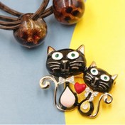 Resim ESJ Sevimli Kedi Aşık Çifti Kadın Broş Ebat: 3*5,5 Cm 