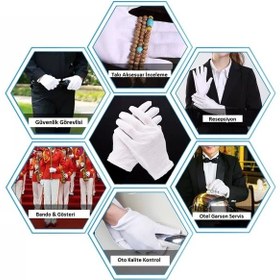 Resim Unisex Beyaz Bando Garson Pandomim Gösteri Merasim Tören Eldiveni 