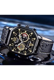 Resim Lige Lüks Deri Kordon Kare Tasarım 3 ATM Su Geçirmez Çok Fonksiyonlu Erkek Kol Saati 