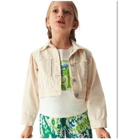 Resim Nk Kids Kız Çocuk Pamuklu Cep Detaylı Kot Ceket-11897-bej 