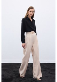 Resim Sateen Aksesuarlı Pantolon - Bej-136561 Bej 