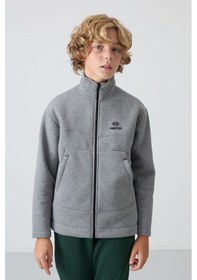 Resim Tommylife Gri Melanj Pamuklu Kalın İçi Tüylü Yumuşak Dokulu Standart Fit Nakışlı Erkek Çocuk Sweatshirt - 11245 Gri Melanj 