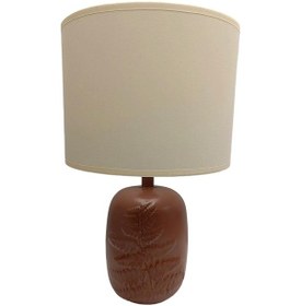 Resim Yaprak Desenli Polyester Abajur Gül Kurusu Gold 