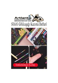 Resim Sihirli Gökkuşağı Kazıma Defteri A6 10x15 Cm 3 Paket 10 Sayfa Scratch Note Spralli Siyah Sihirli Resim Defteri Siyah 