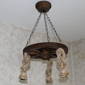 Resim Ahşap Halatlı Teker Avize 40 cm. 3'lü 