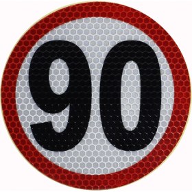 Resim Badem10 Reflektörlü Fosforlu Bant Tır Kamyon Dorse Arkası "90" Hız Yazısı 11 cm 