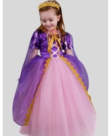 Resim Turuncu Gardrop Rapunzel Uzun Kız Çocuk Kostüm Mor 