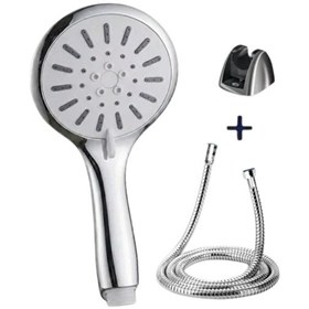 Resim Krem Duş Başlığı Seti 4 Kademeli El Duşu Spiral Hortumlu Banyo Seti Gri 