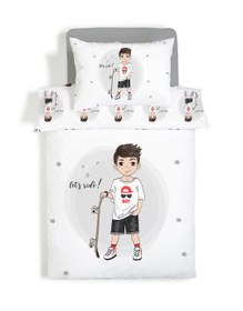 Resim Evmila Kaykaycı Genç Desenli Nevresim Takımı - 160x220cm Nevresim +50x70cm Yastık Kılıfı+100x200cm Çarşaf 