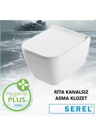 Resim Serel Rita Kanalsız Asma Klozet Rt26 + Zenith Slim Yavaş Kapanan Kapak 2'li Set Beyaz 