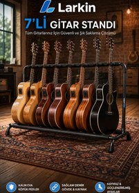 Resim Larkin GS700 7'li YEDİLİ Gitar Standı Sehpası Ayaklığı Çoklu Gitar Standı Çelik (Tüm Gitarlarla Uyumlu) 