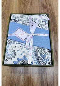 Resim Alessa Mavi Çift Kişilik Pike Takımı %100 Pamuk, Yazlık Nefes Alan Kumaş MAVI 