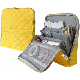 Resim Willowhaven 9 Cep Çift Fermuarlı Sarı Multifonksiyonel Çanta Makyaj Kalemlik Defter 