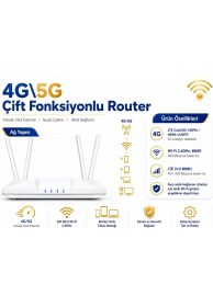 Resim Atlt Atlantis 4g/5g Wifi Router 300 Mbps Sim Kartlı 4.000MAH Dahili Batarya 4 Antenli Modem Taşınabilir Şarjlı Ev-Ofis Internet Cihazı Birden Fazla Cihaz Desteği Type-C Şarjlı 