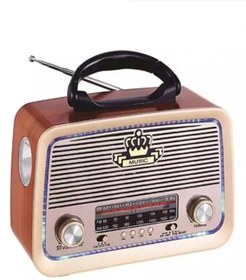 Resim gaman Yeni Model Rt-301 Fenerli Nostaljik Bluetoothlu Mp3 Çalar Radyo Mavi Ledli Model Ocs0074 Kahverengi 