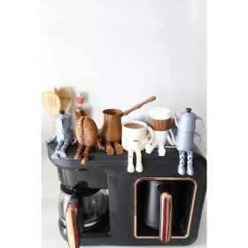 Resim Nomothetic 6'lı Ayaklı Kahve Seti - Moka Pot - Kahve Tanesi - Çaydanlık - Cezve - Kahve Bardağı - Bardak 