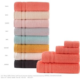 Resim 90 X 150 Cm %100 Ege Pamuk Ring İplik Banyo Havlusu Açık Gül 