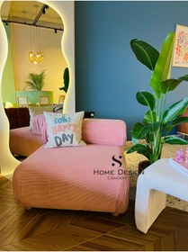 Resim S Home Design Concept Bellini Orta Modül Modüler Tekli Koltuk / Berjer, Fitilli, Pembe 