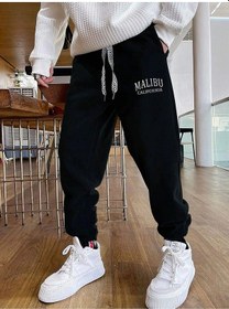 Resim Sporsity Letter Graphic Drawstring Waist Eşofman Altı Siyah 