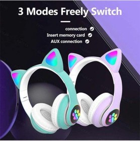Resim Rainwork Kedi Kulaklık 5.0 Akıllı Rgb Led Detaylı Bluetooth Kablosuz Kulaklık Çocuk Oyuncu 