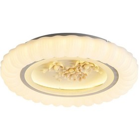 Resim Gavin Beyaz Çiçek Desenli Plafonyer Salon Led Avize Beyaz 