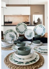Resim Keramika Okaliptus 24 Parça 6 Kişilik Yemek Takımı Yeşil 