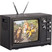 Resim Retro Model Televizyon, Siyah Plastik Vintage Televizyon ve Detaylı Kontrolleri ile Bebek Evi Oturma Odası Dekorasyonu, Oyuncak Ev Minyatür Dekoratif TV, Yetişkinler ve 14 Yaş Üstü Gençler için Koleksiyonluk Mikro Mobilya, Güç Kaynağı Dahil Değildir 