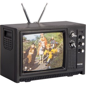 Resim Retro Model Televizyon, Siyah Plastik Vintage Televizyon ve Detaylı Kontrolleri ile Bebek Evi Oturma Odası Dekorasyonu, Oyuncak Ev Minyatür Dekoratif TV, Yetişkinler ve 14 Yaş Üstü Gençler için Koleksiyonluk Mikro Mobilya, Güç Kaynağı Dahil Değildir 