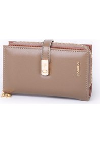 Resim Nas Bag Kadın Orta Boy Kartlık Kağıt Para Ve Bozuk Para Tasarımına Sahip Vizon Dona 16x9 Cm 