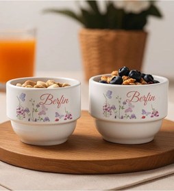 Resim Bk Gift Kişiye Özel İsimli Çiçek Tasraımlı 2li Çerezlik Kase-12 Yeni Ev Hediyesi Önerileri, Misafir Sunum Ürünü, Çay Yanı Kase Kobitmeyencom34779 Bk G 