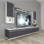 Resim Decoraktiv Eko 5220ta Mdf Krom Ayaklı Tv Ünitesi Tv Sehpası - Beyaz - Antrasit 