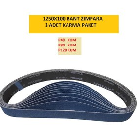 Resim Bant Zımpara 1250x100 Zirkonyum 3 Lü Karma Paket P40 - P80 - P120 Kum 