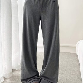 Resim 1 adet Kadın Rahat Düşük Bel Bağcıklı Eşofman, Düz Renkli Polyester Örme Kumaş, Tüm Mevsimler İçin Bol Kesim, Yetişkin Konfor Salon Pantolonu 