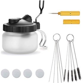 Resim Set Airbrush Sprey Yıkama Temizleme Araçları İğne Nozul Fırça Cam Temizleme Tencere Tutucu 
