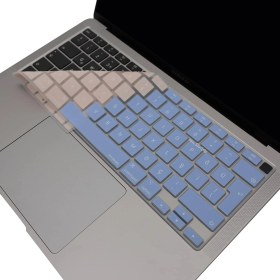 Resim Mena Rise MacBook Air 13 Inç Klavye Koruyucu – A2179/A2337 M1 Uyumlu • Türkçe Q Baskı Stiker • Ultra Ince Silikon Toz & Sıvı Koruma Filmi Mavi Pembe 