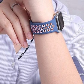 Resim Microsonic Apple Watch Series 8 41mm için Kordon Rainbow Sport Kayış Siyah Gri 