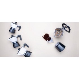 Resim Pedrını Moka Pot 3 Cups Siyah Beyaz Şeffaf Kapaklı 