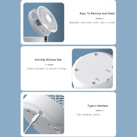 Resim KingKuee USB Şarj Katlanır Taşınabilir Fan 4000 Mah Masaüstü Mini Fan Uzaktan Kumanda Iç Veya Dış Mekan Masa Vantilatörleri Beyaz (Yurt Dışından) 